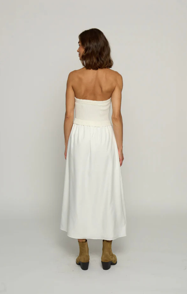 Tube Dress with Woven Skirt