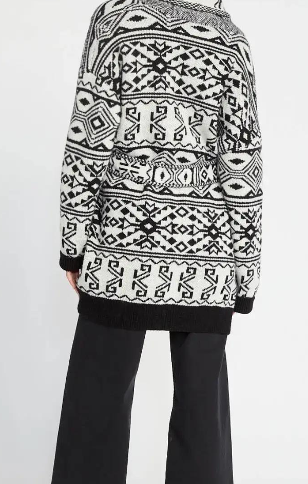 Aztec Chunky Knit Belted Cardigan