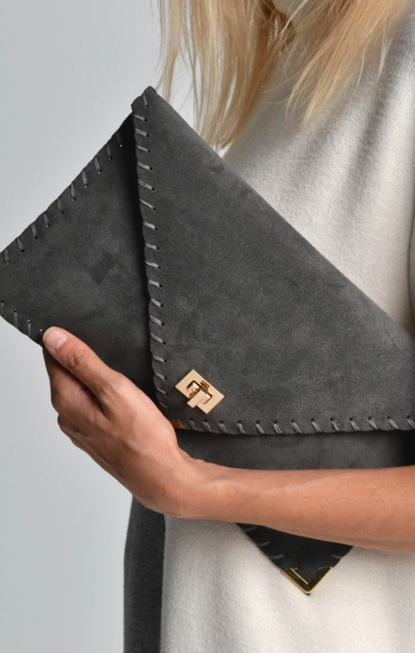 Leather Suede Clutch