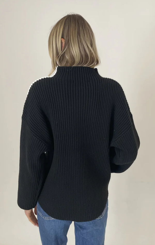 Brynn Funnel Neck Stitched Seam Sweater