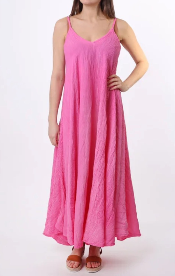 pink maxi slip dress