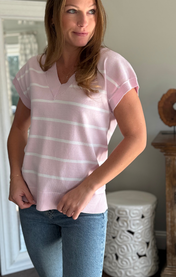 Jasmine Striped V Neck Pullover