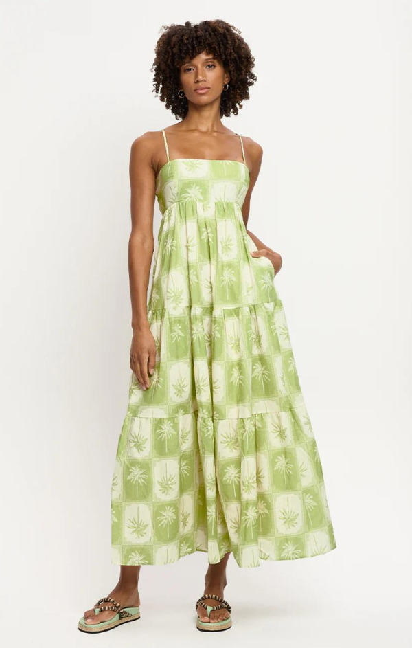 kivari palm printed maxi dress