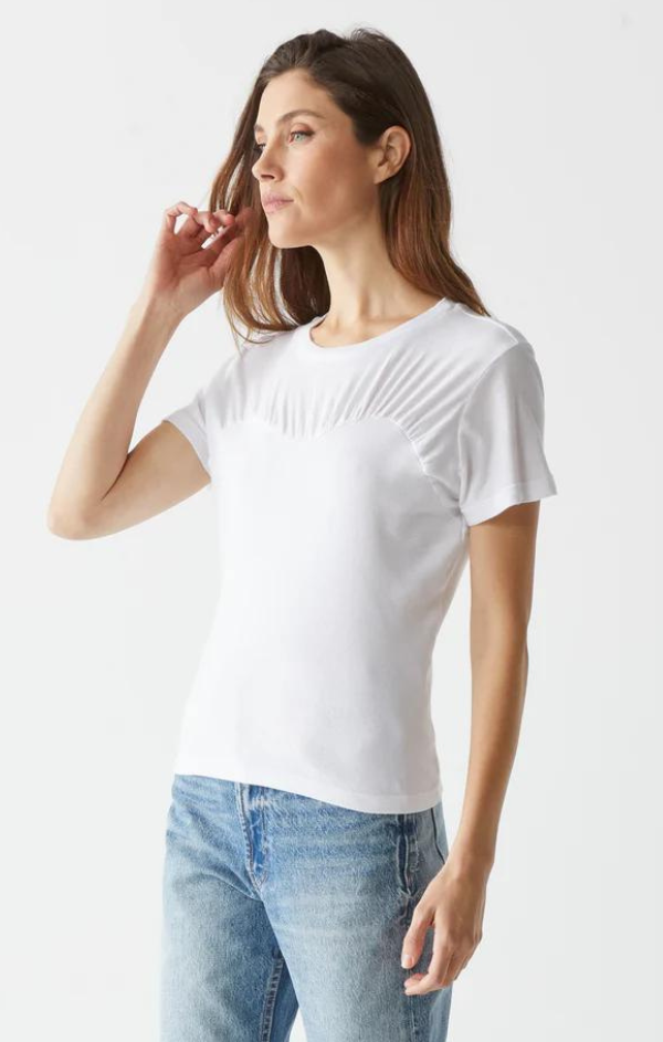 Victoria Shirred Fabric Mixed Tee