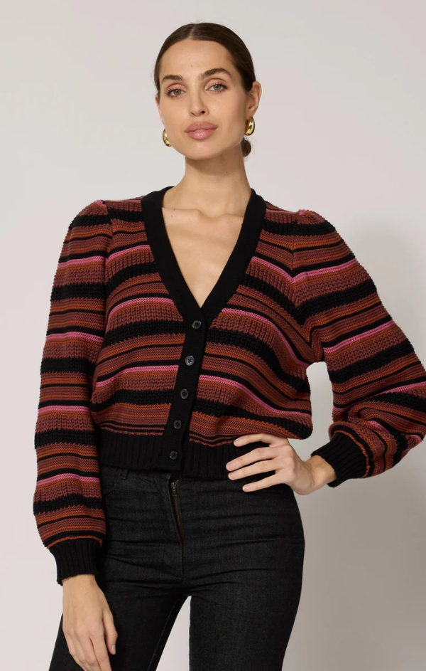 striped button up cardi