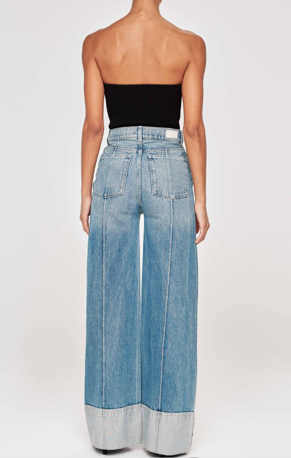 Hepburn Wide Leg High Rise in Springdale Cuffed