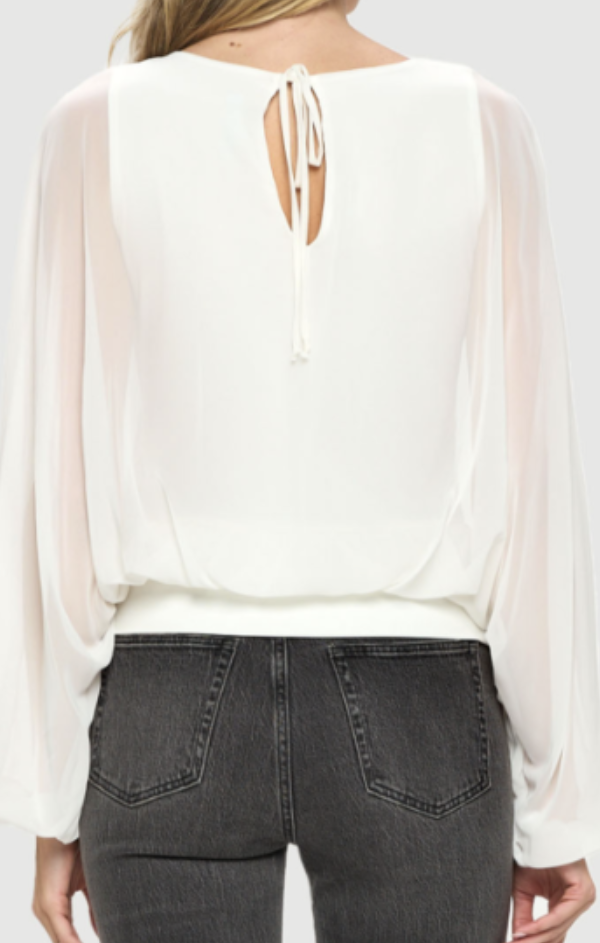 Chiffon Batwing Back Tie Top