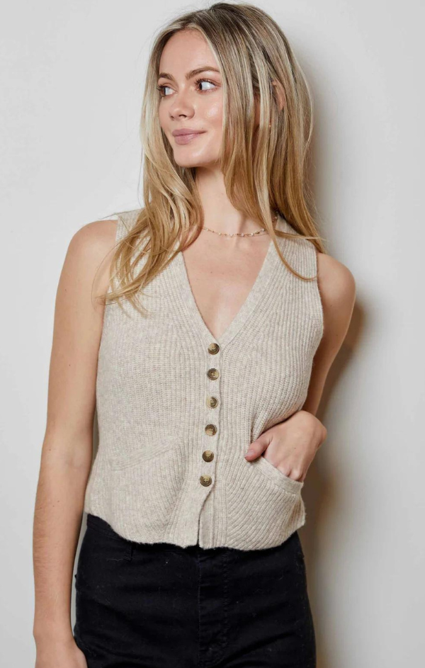 Knit Button Front Tank Vest