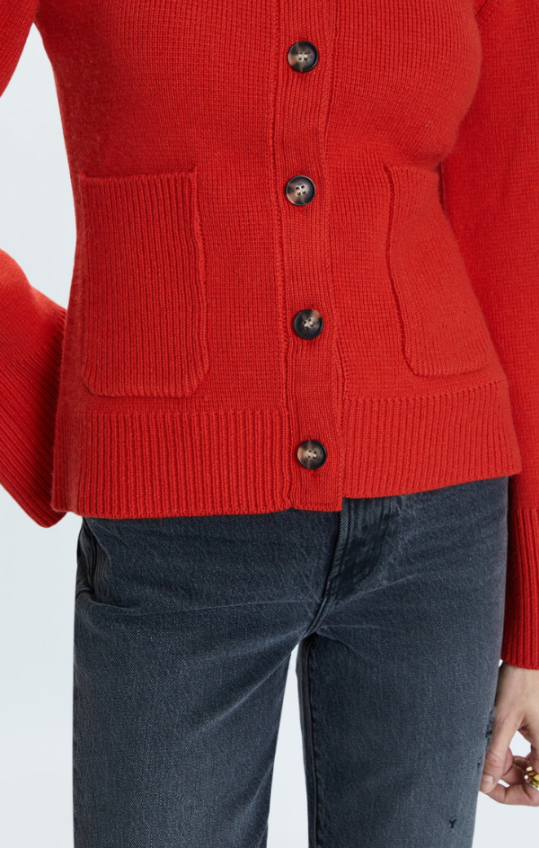 Dani Cinched Waist Cardigan in Rouge