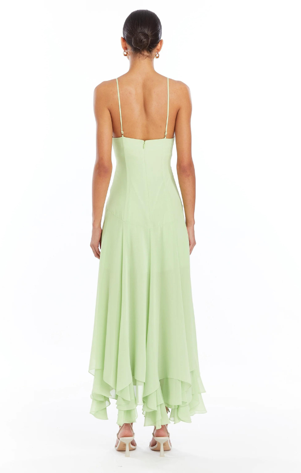 flowy green midi dress