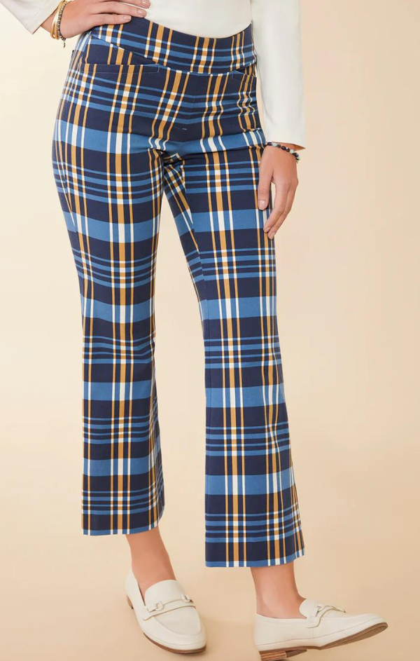 Maren Kick Flare Pant in Kalalanta Plaid Navy