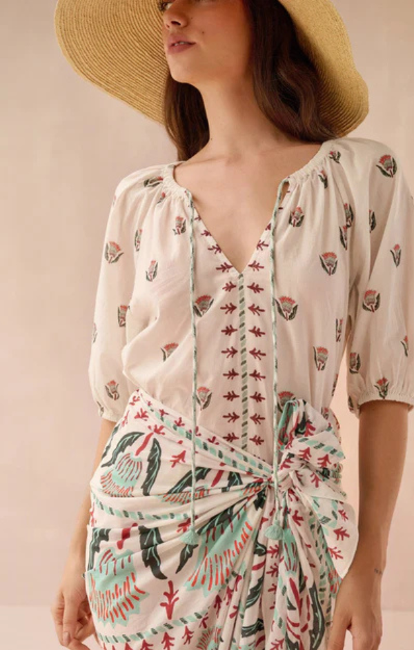 Isla Blouse in Reya Willow