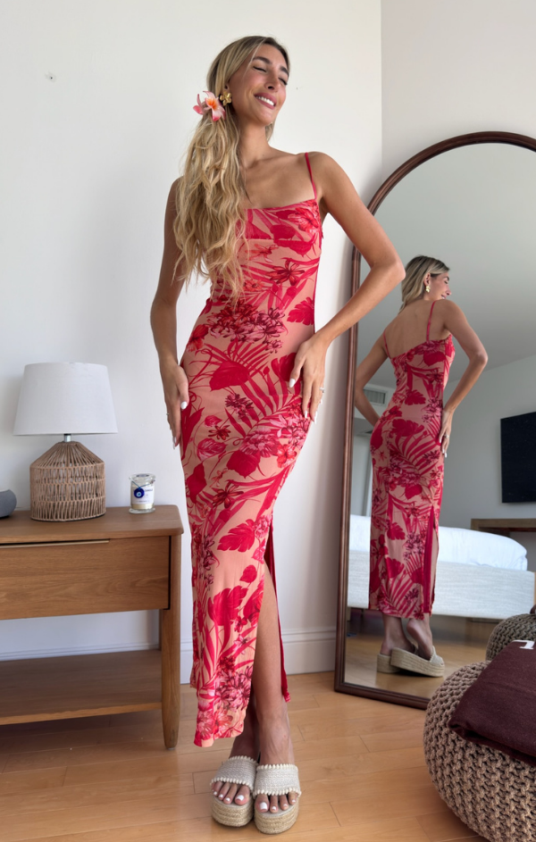 Red Palm Mesh Maxi