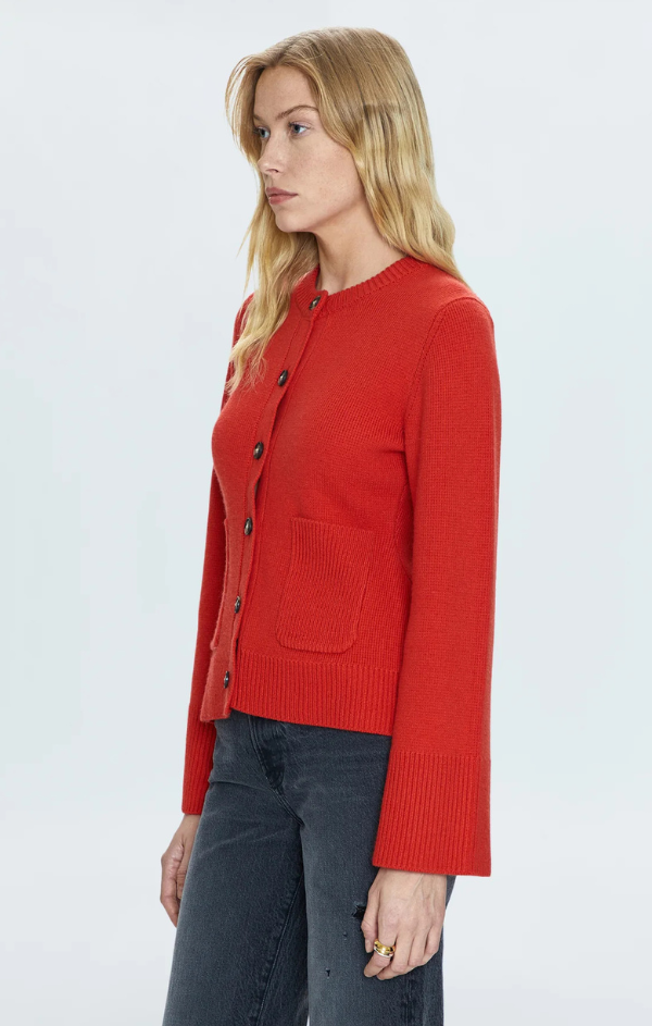 Dani Cinched Waist Cardigan in Rouge