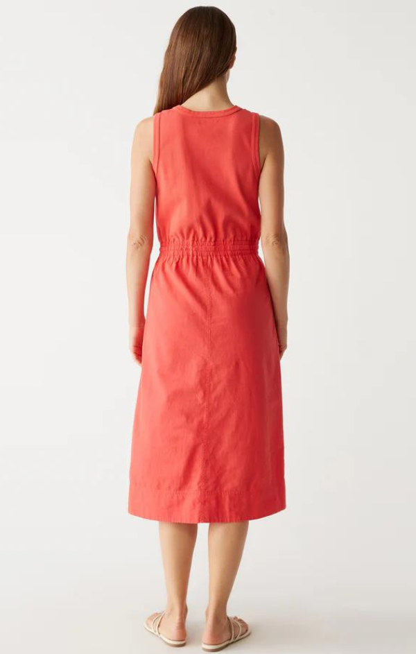 Wilhelmina Mixed Fabric Midi Dress