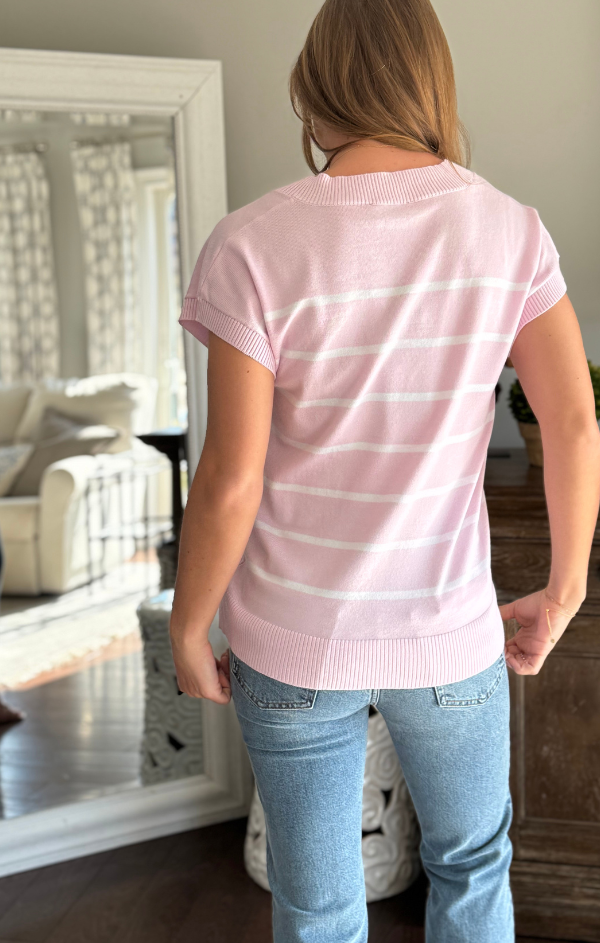 Jasmine Striped V Neck Pullover