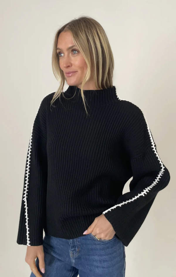 Brynn Funnel Neck Stitched Seam Sweater