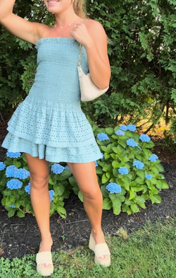 Strapless Eyelet Mini Dress