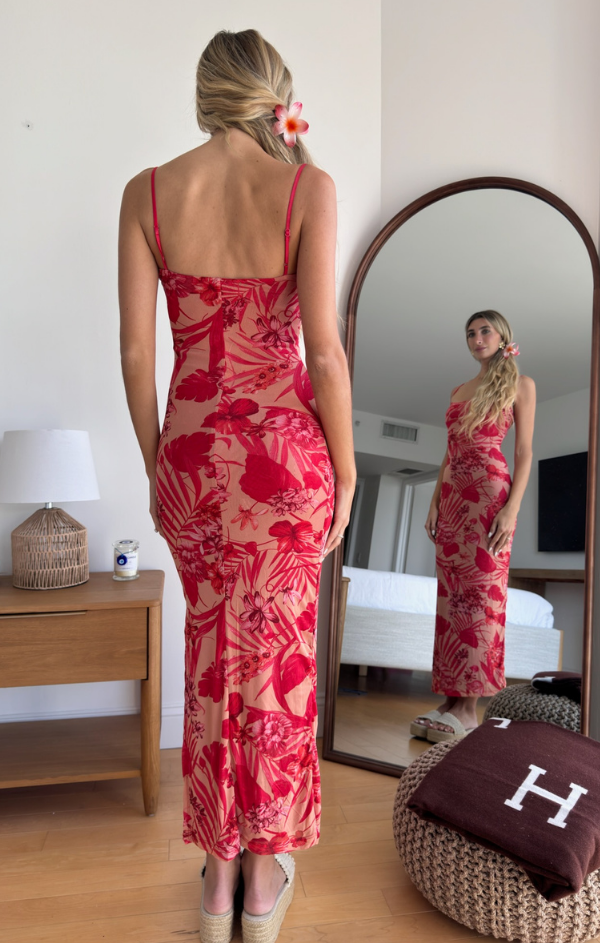 Red Palm Mesh Maxi