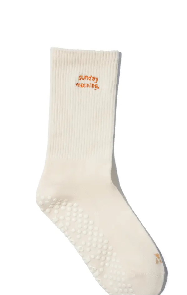 Embroidered Nonslip Grip Socks