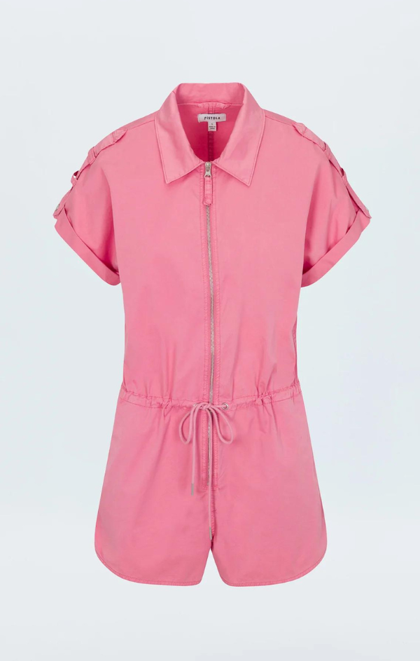 Meg Short Sleeve Zip Front Romper