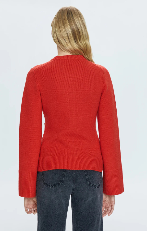 Dani Cinched Waist Cardigan in Rouge