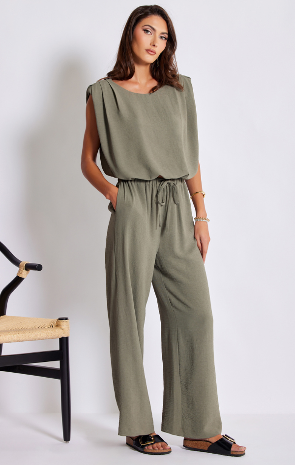 tie waist olive green pant