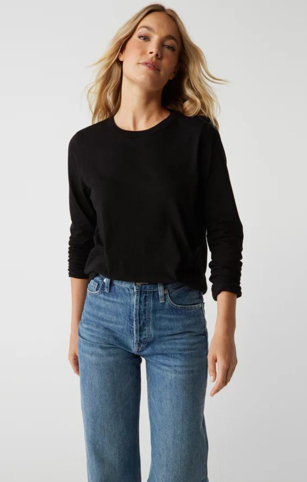 black cotton long sleeve top