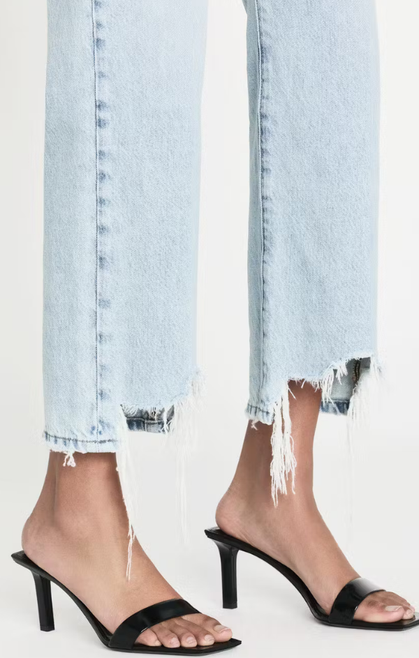 frayed cropped denim jeans