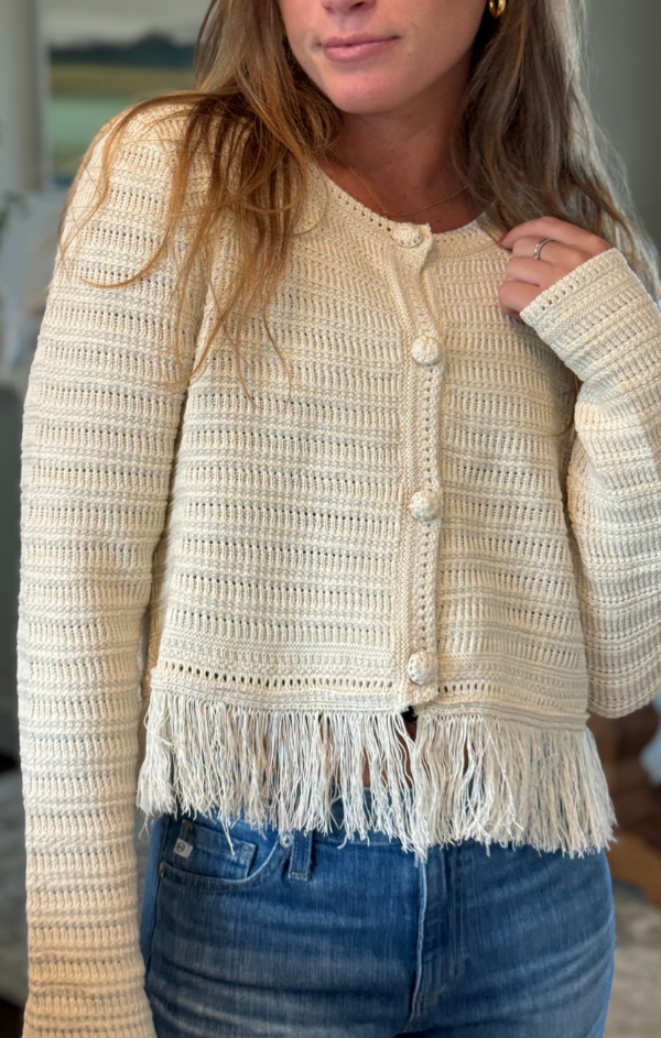 All over fringe cardigan hotsell