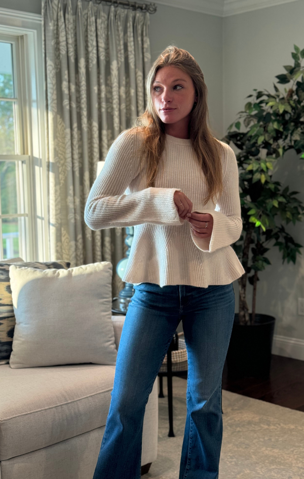 Fitted Cashmere Flare Sleeve Sweater