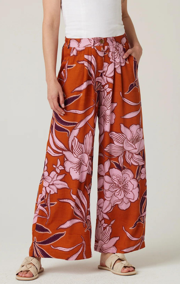 printed wide leg pant