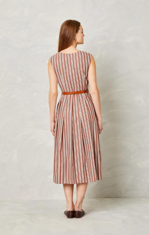 Hadley Dress in Cappuccino White Stripe