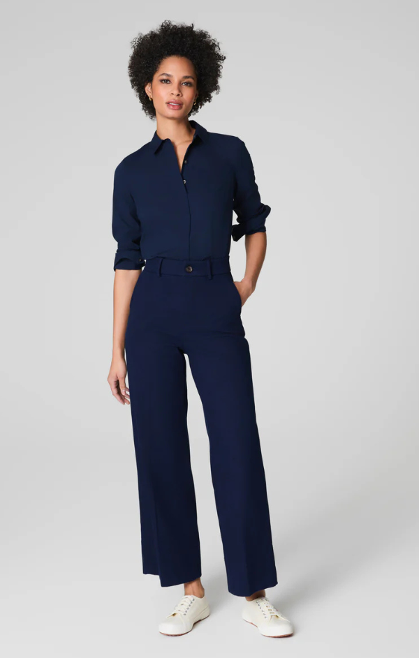 Stretch Twill Cropped Wide Leg Pant