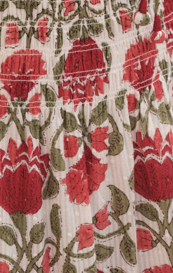 York Poppy Block Print Midi Dress
