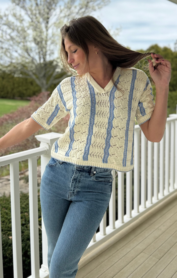 Novelty Stitch Polo Pullover