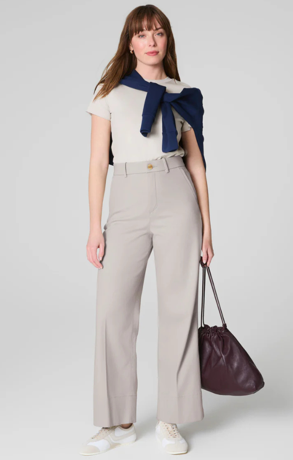 Stretch Twill Cropped Wide Leg Pant