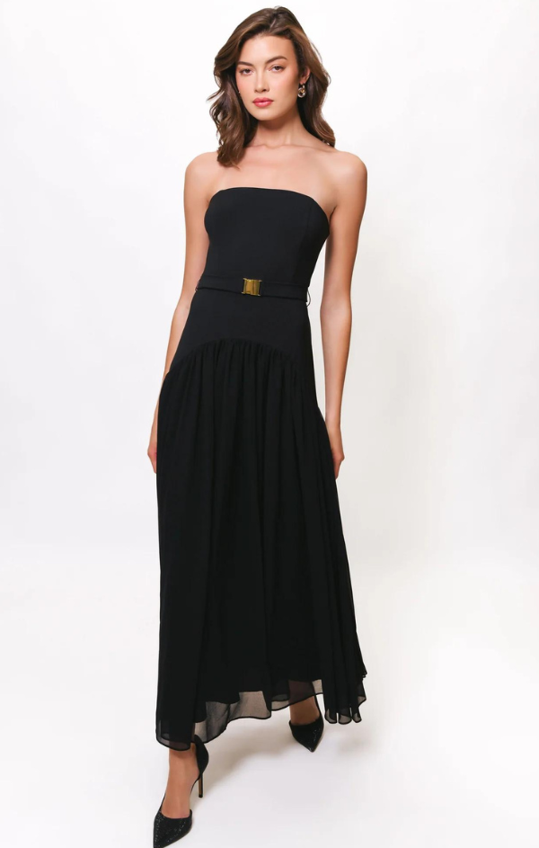 Strapless Drop Waist Combo Maxi