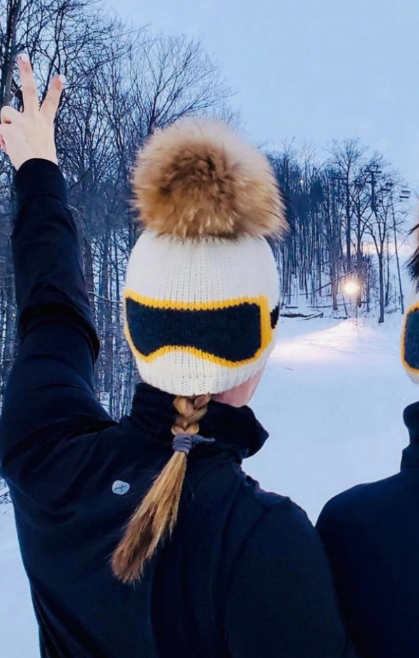 Goggle Pom Beanie Hat