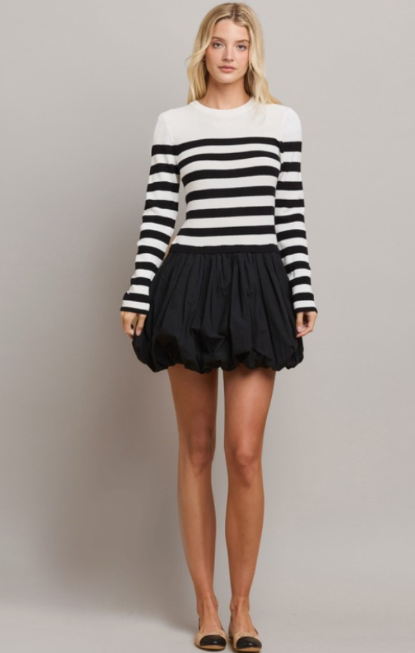 Striped Bubble Mini Dress