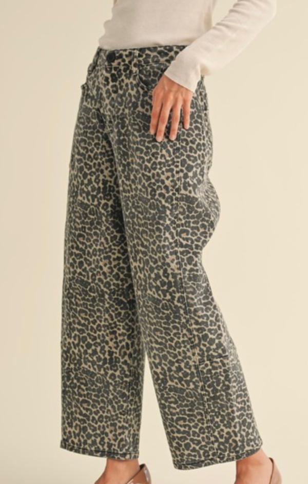 Leopard Print Barrel Pants