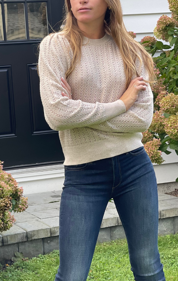 Sienna Puff Sleeve Metallic Sweater – Mint