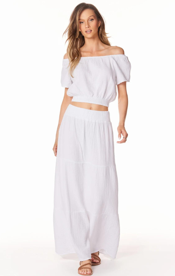 off the shoulder beach gauze top