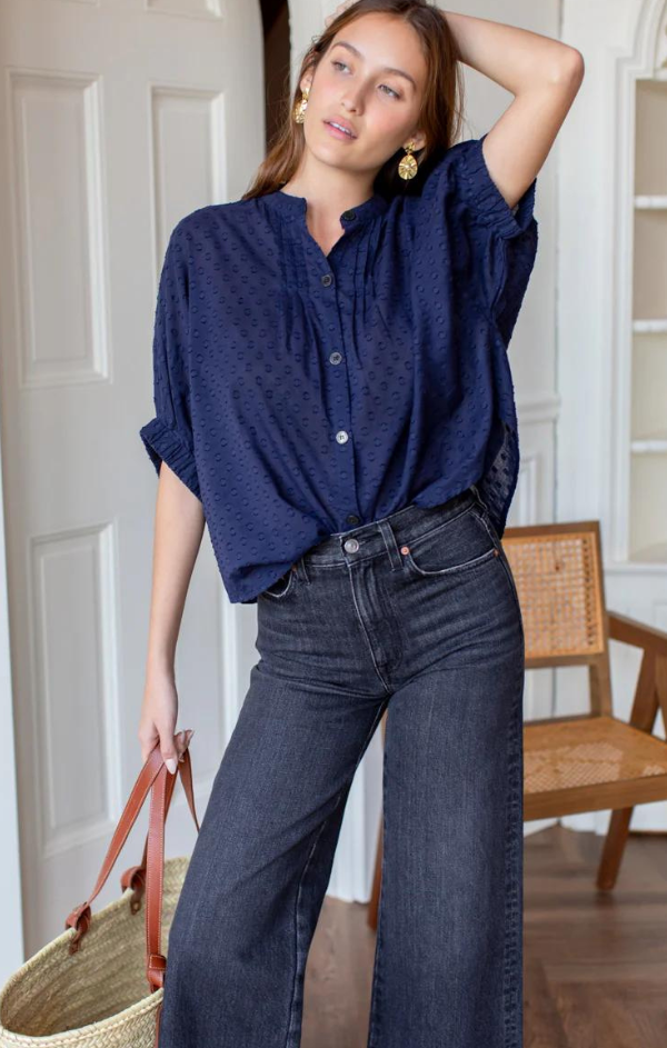 navy cotton blouse for fall