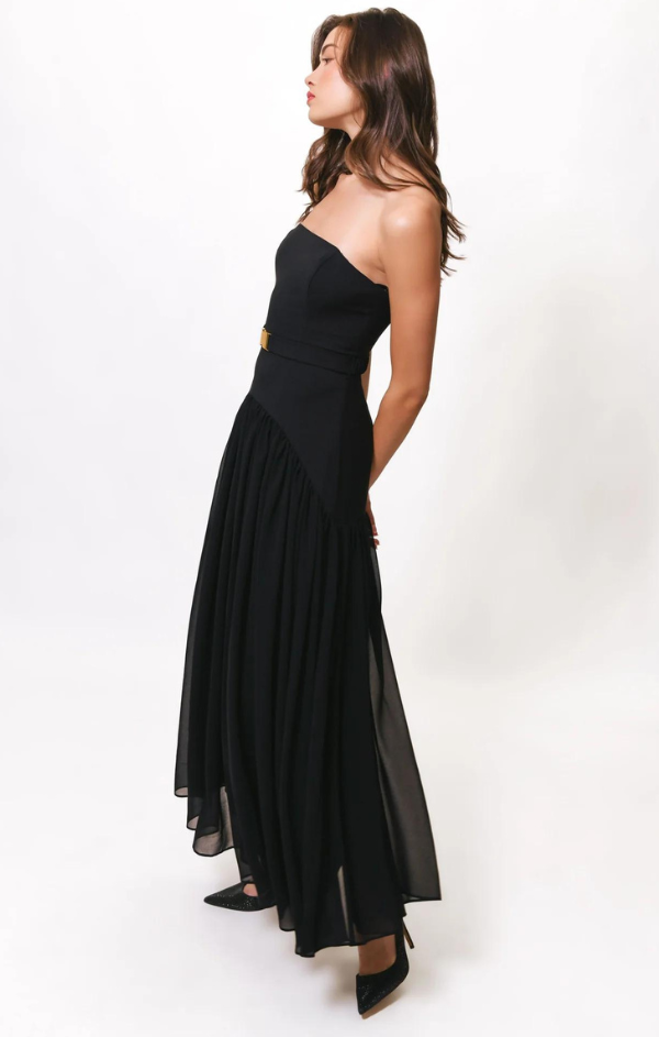 Strapless Drop Waist Combo Maxi