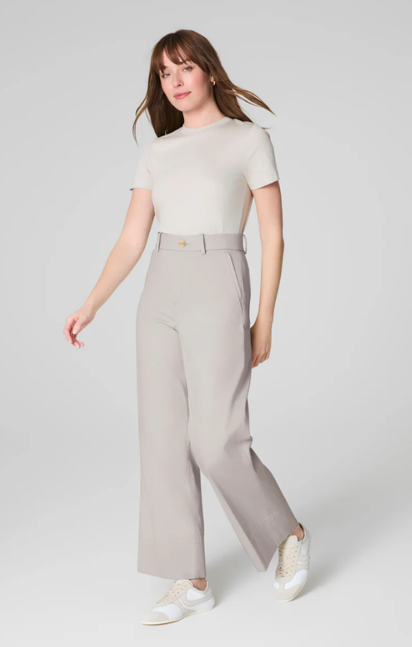 Stretch Twill Cropped Wide Leg Pant