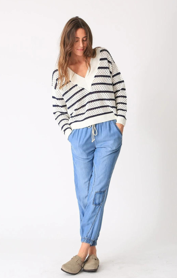 striped knit pullover