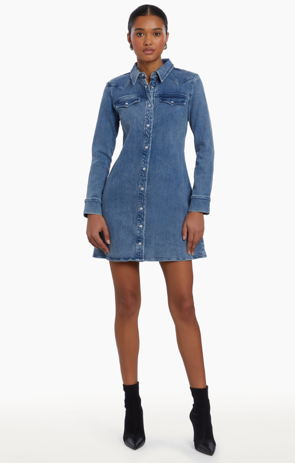 long sleeve denim mini dress