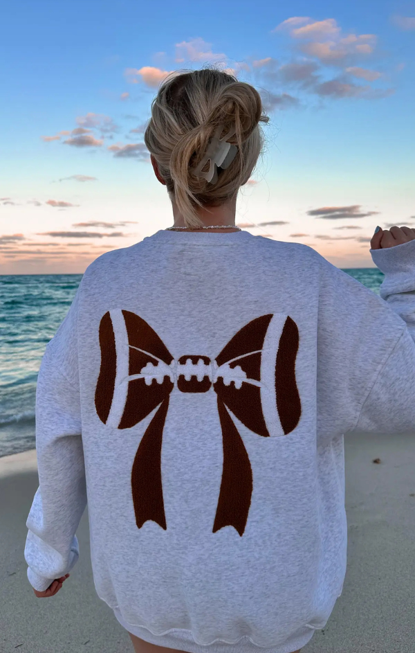 Football Bows Embroidered Sweatshirt