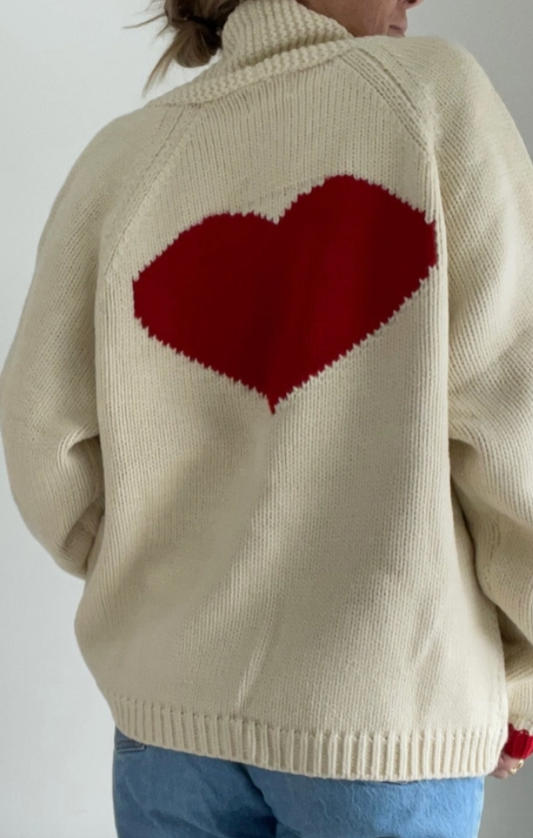 Varsity Chunky Heart Cardigan